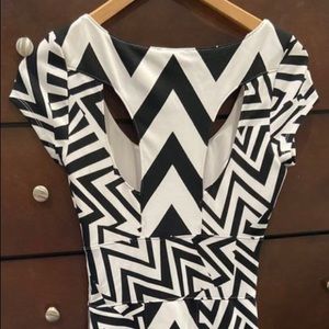 White and black bodycon midi Bebe dress